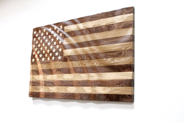 3-D Hardwood Waving American Flag 3' x 5'
