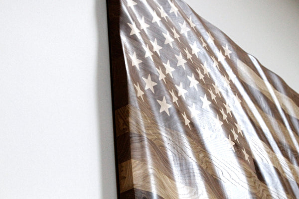 3-D Hardwood Waving American Flag 3' x 5'