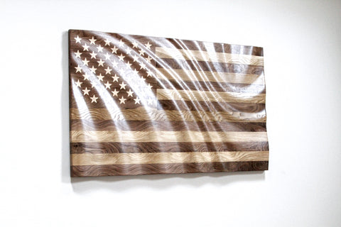 3-D Hardwood Waving American Flag 3' x 5'
