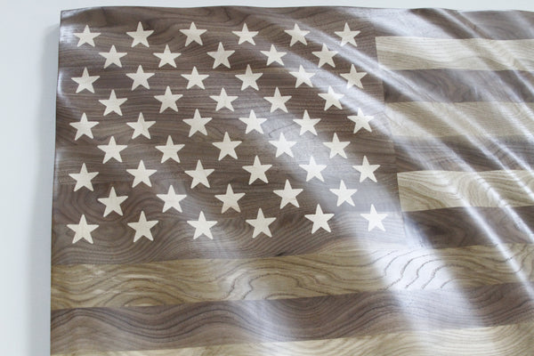 Hardwood American Flag Waving 3'x5'