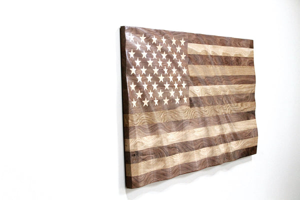3-D Hardwood Waving American Flag 3' x 5'
