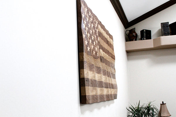 3-D Hardwood Waving American Flag 3' x 5'